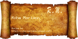Rohm Mariann névjegykártya